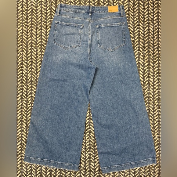 PAIGE Frankie Covered Button Fly Wide Leg Jean in Medium Wash Size 30 - Picture 7 of 8